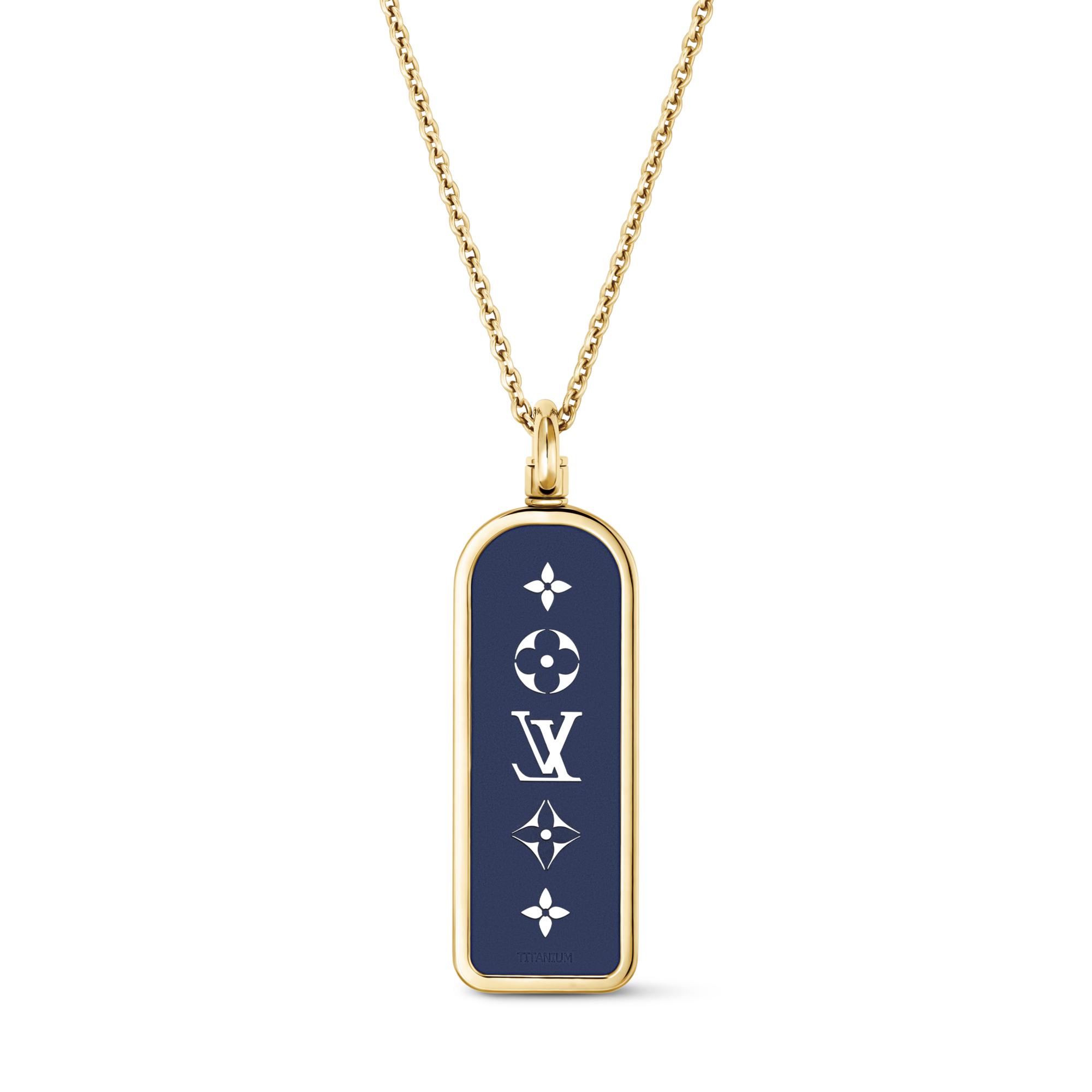 Les Gastons Vuitton Large Tag Pendant, Yellow Gold and Blue
